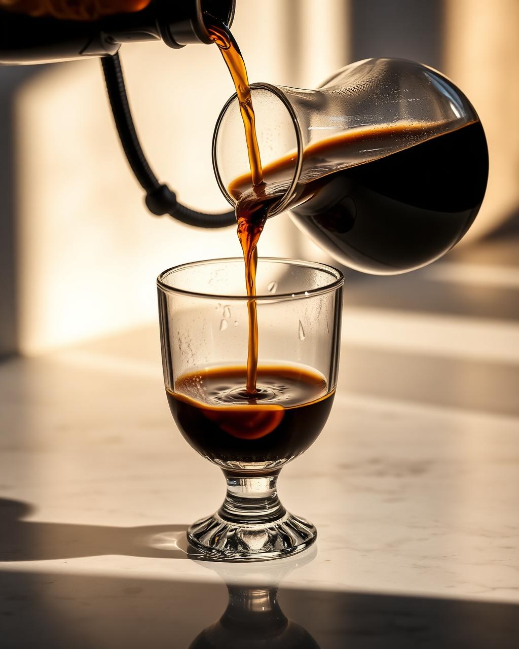 Espresso pour for a cold brew cocktail